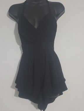 Windsor Black Halter V-Neck Romper